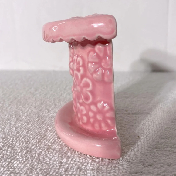 Vintage 1980  Pink Floral Textured Ceramic Toothbrush Holder - Picture 4 of 10